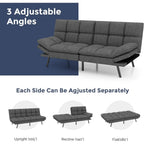 Futon Sofa Bed, Memory Foam Foldable Couch Convertible Loveseat Sleeper Daybed with Adjustable Armrests for Small Space