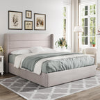 ALLEWIE Queen Size Lift Up Storage Bed with Wingback Headboard