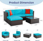 VONGRASIG 5 Piece All-Weather Patio Furniture Set with Ottoman