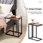 Javlergo Set of 2 C-Shaped Sofa Side Table, Small End Table for Living Room, Narrow Bedside/TV Tray Table