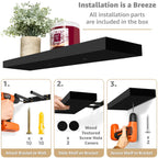 Sorbus Floating Wall Shelves Wood Wall Mounted Decor for Books and Storage with Invisible brackets - Set of 3
