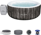 Large Round 2 to 4 Person Inflatable Hot Tub Portable Outdoor Spa with 120 AirJets and EnergySense Cover. Grey
