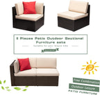 DEVOKO 5 Pieces All-Weather Patio Furniture Set with Cushions