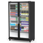Commercial Refrigerator, Glass Door with LED Lighting Upright Beverage Display Cooler for Home, Store, Gym, or Office, Featuring Double Swing Doors and 39 cu.ft
