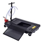 Portable Oil Drain Pan with Pump 17 Gallon Low Profile Oil Change Pan for Truck Car with 8' Hose