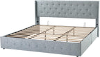 ALLEWIE Queen Size Lift Up Storage Bed with Wingback Headboard