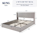 ALLEWIE Queen Size Lift Up Storage Bed with Wingback Headboard