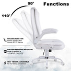 BOSSIN Big and Tall Office Chair Ergonomic High Back Computer Adjustable Height Leather Executive Chair with Padded Flip-up Arms