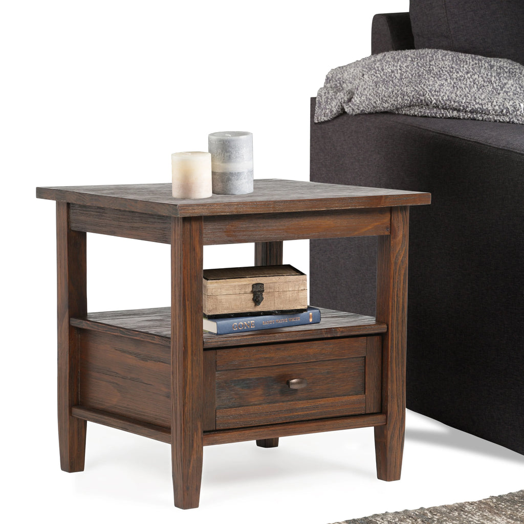 WYNDENHALL Norfolk SOLID WOOD 20 inch Wide Rectangle Transitional End Side Table - 20 inch Wide