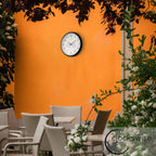 Large Outdoor Wall Clock Thermometer Combo, Waterproof Silent Garden Weather Station Home Indoor Patio Pool Black