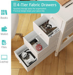Lufeiya 40 Inch Small White Desk with Fabric Drawers