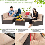 VONGRASIG 5 Piece All-Weather Patio Furniture Set with Ottoman