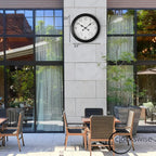 Large Outdoor Wall Clock Thermometer Combo, Waterproof Silent Garden Weather Station Home Indoor Patio Pool Black