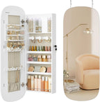 SONGMICS Jewelry Organizer, LED Jewelry Cabinet Wall/Door Mounted