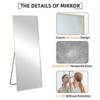 64x21 Full Length Floor Mirror with Stand Aluminum Alloy Frame,Wall-Mounted Mirror