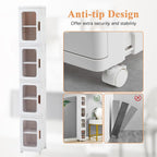 VECELO 4-Tier Plastic Tall Narrow Storage Cabinet