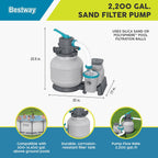 BESTWAY 2,200 Gallon Sand Filter Pump for Above Ground Pools