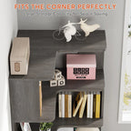 6-Tier Corner Book Shelf, 64.9Tall Freestanding Wood Industrial Bookcase Bookshelf