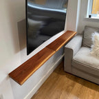 Home Soft Things 1 PieceTeak Shelf With Live Edge Wooden Wall Shelves