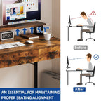 Moasis Small Computer Desk with Fabric Drawers and Monitor Stand