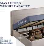 ALLEWIE Queen Size Lift Up Storage Bed with Wingback Headboard