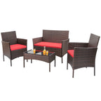 Homall 4 Pieces Outdoor Patio Furniture Sets Rattan Chair Wicker Set