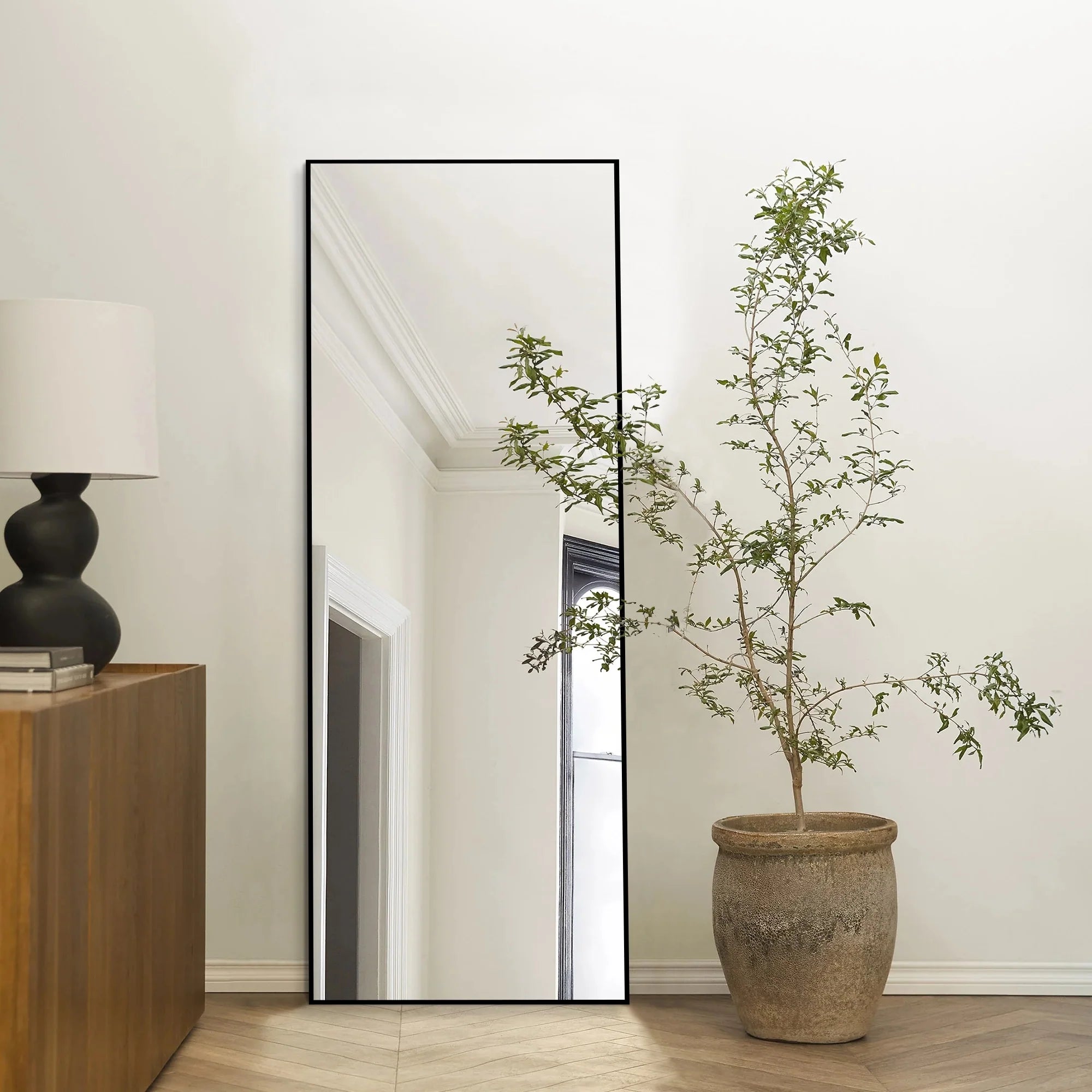 64x21 Full Length Floor Mirror with Stand Aluminum Alloy Frame,Wall-Mounted Mirror