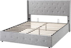 ALLEWIE Queen Size Lift Up Storage Bed with Wingback Headboard