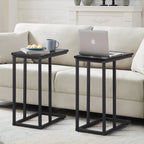 Javlergo Set of 2 C-Shaped Sofa Side Table, Small End Table for Living Room, Narrow Bedside/TV Tray Table