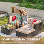 DEVOKO 5 Pieces All-Weather Patio Furniture Set with Cushions