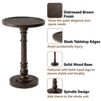 COZAYH Pedestal Small Drinking Table, Farmhouse Tray Top End Table, Distressed Finish, Traditional
