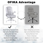 BOSSIN Big and Tall Office Chair Ergonomic High Back Computer Adjustable Height Leather Executive Chair with Padded Flip-up Arms