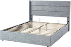 ALLEWIE Queen Size Lift Up Storage Bed with Wingback Headboard