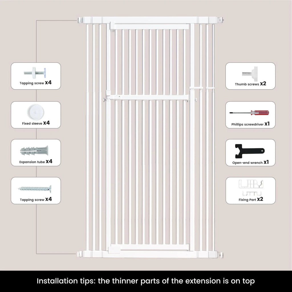 GARDNER PET Extra Tall Cat Gate 51"-87" - Wide Adjustable Safety Gate