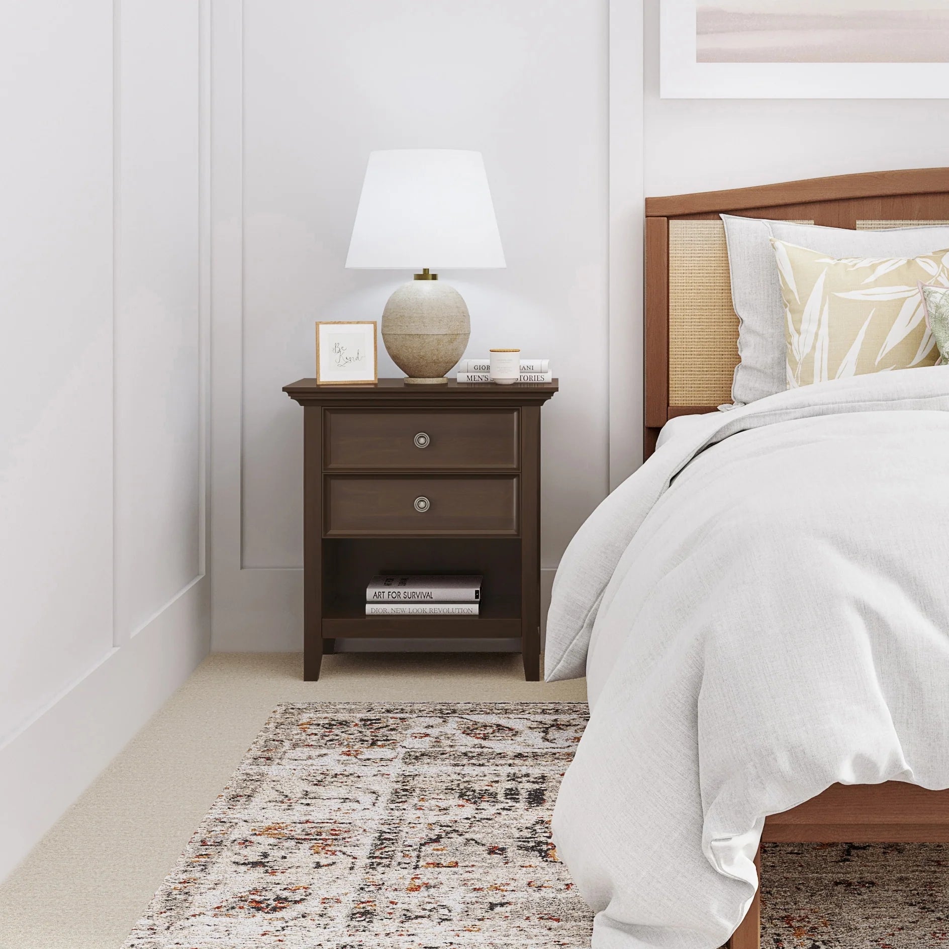 WYNDENHALL Halifax SOLID WOOD 24 inch Wide Bedside Nightstand Table