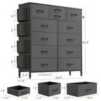 12 Drawer Dresser Fabric Tall Dressers for Bedroom Chest of Drawers