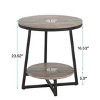 Industrial End Table, Round Side Table Table Small Coffee Accent Table