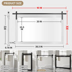 Modern Wall Mirrors, Rectangular Mirror with Wood Framed, Bathroom Mirror Barn Mirror Barn Door Mirror with Multi Size