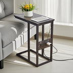 Javlergo Set of 2 C-Shaped Sofa Side Table, Small End Table for Living Room, Narrow Bedside/TV Tray Table