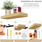 Floating Shelves, Farmhouse Hanging Wall Shelf Decor - 16 Inches, 3 Pk