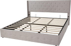 ALLEWIE Queen Size Lift Up Storage Bed with Wingback Headboard