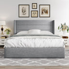 ALLEWIE Queen Size Lift Up Storage Bed with Wingback Headboard