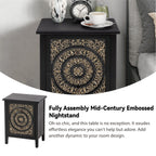 COZAYH Farmhouse Fully-Assembled Nightstand with 2-Drawer, Flower Motif End Table for Small Spaces, French Country