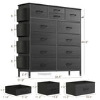 12 Drawer Dresser Fabric Tall Dressers for Bedroom Chest of Drawers