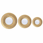 3-Piece Gold Metal Round Wall Mirror Set - 22.25 Diameter x 2.36 D