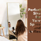 64x21 Full Length Floor Mirror with Stand Aluminum Alloy Frame,Wall-Mounted Mirror
