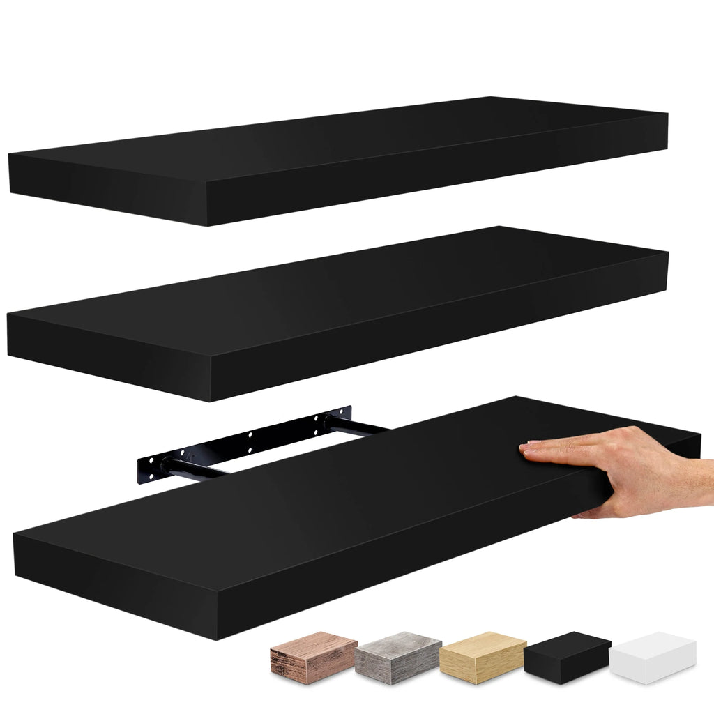 Sorbus Floating Wall Shelves Wood Wall Mounted Decor for Books and Storage with Invisible brackets - Set of 3