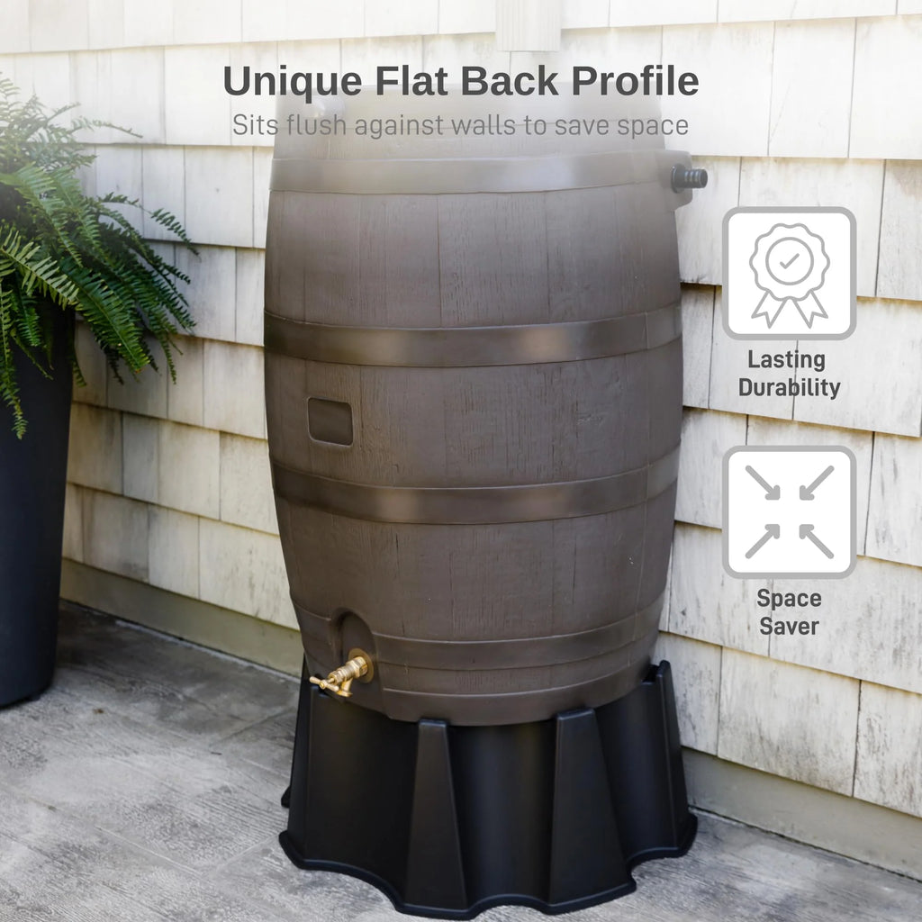 RTS HOME ACCENTS 50-Gallon Rain Barrel with Brass Spigot - Walnut