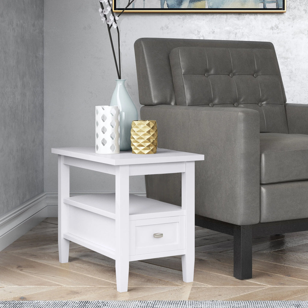 WYNDENHALL Norfolk SOLID WOOD 14 inch Wide Rectangle Transitional Narrow Side Table - 14 Inches wide