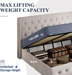 ALLEWIE Queen Size Lift Up Storage Bed with Wingback Headboard